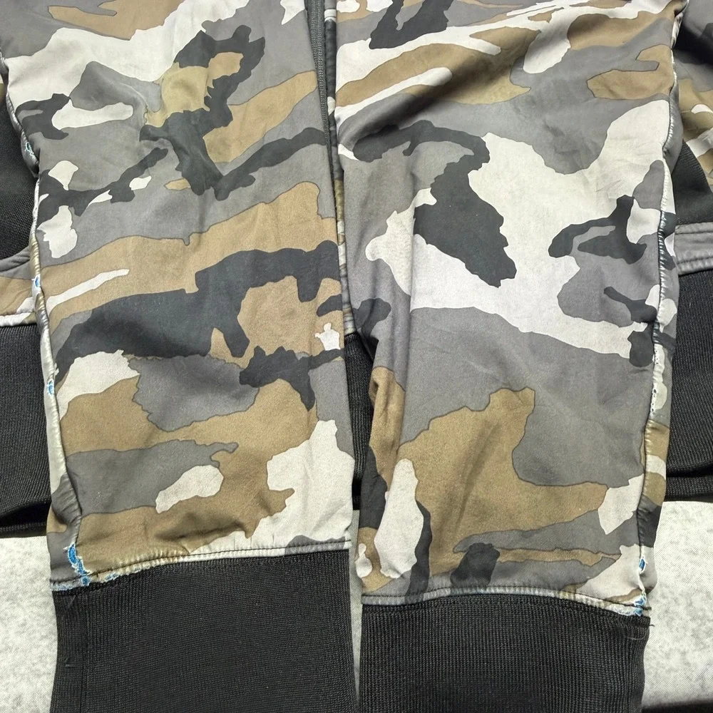 The North Face Mens Camo Full Zip Hoodie Grey Brown Blue Lining Size M